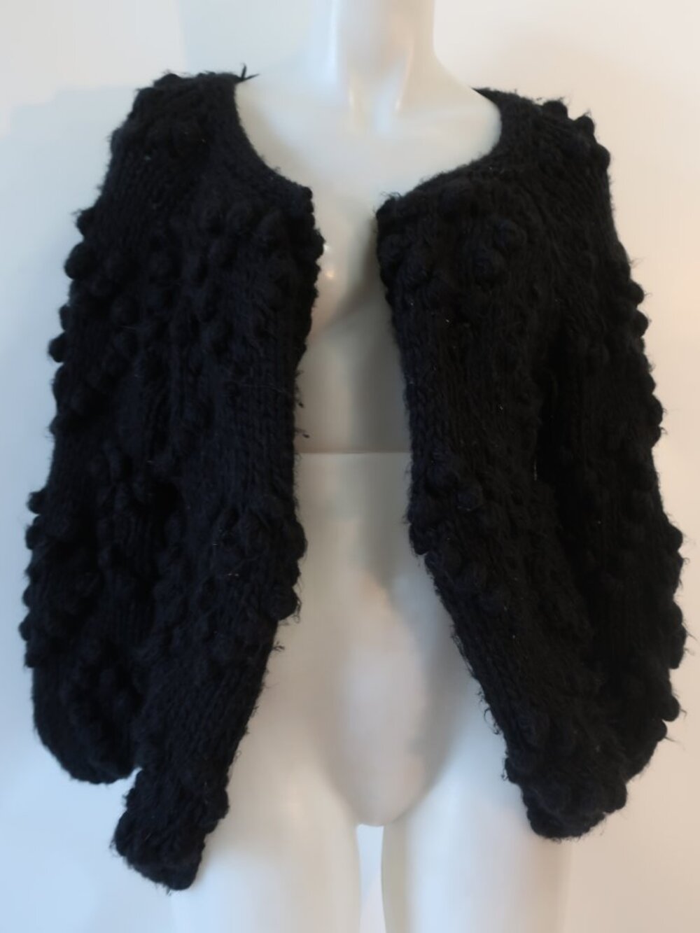 NWT Womens Tina Demel Black (Item- 14) Chunky Popcorn Cardigan Sweater O/S